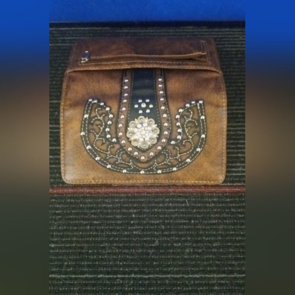 Elegant Brown Embellished Women's Wallet country embroidery Rhine stone buckets - Picture 6 of 6